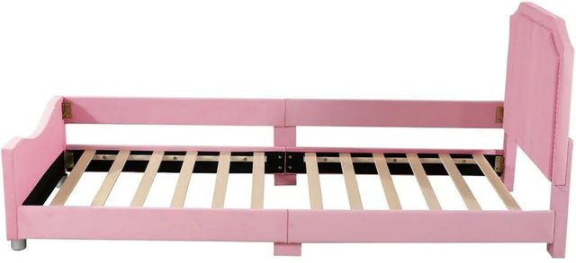 KOMHTOM Polsterbett für Kinder und Jugendliche als Schlafsofa mit Rücken- und Armlehnen, Farbe: Rosa, B/T/H: 90 x 200 cm - Bild 1