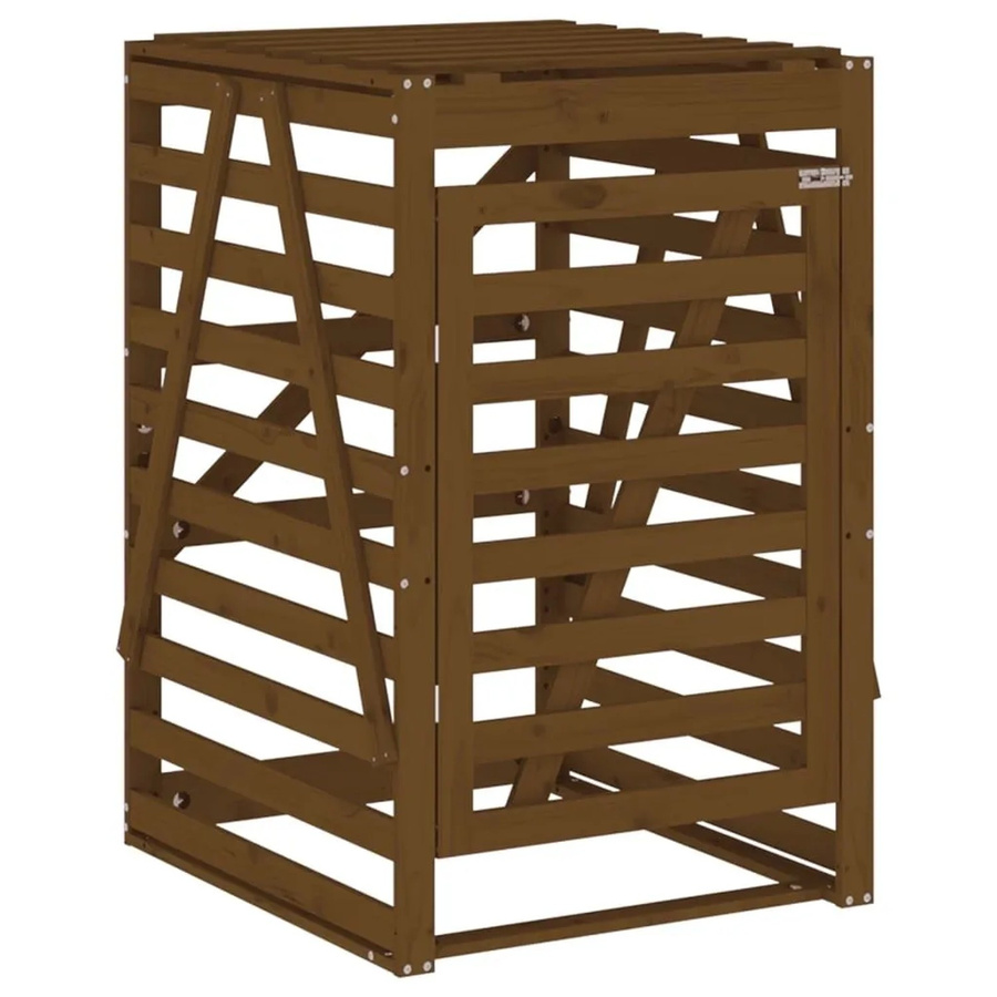 DELUKE Mülltonnenbox BOUMI aus Kiefernholz in Braun, Mülltonnenverkleidung für 1 Tonne, B/T/H: 84 x 90 x 128,5 cm - Bild 2