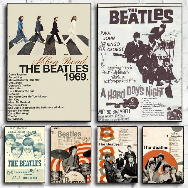 T-The-B-Beatles Rock Band DIY Sticky Poster Wasserdichte Papier Aufkleber für Wandgestaltung in Kaffeehaus und Bar - Bild 1