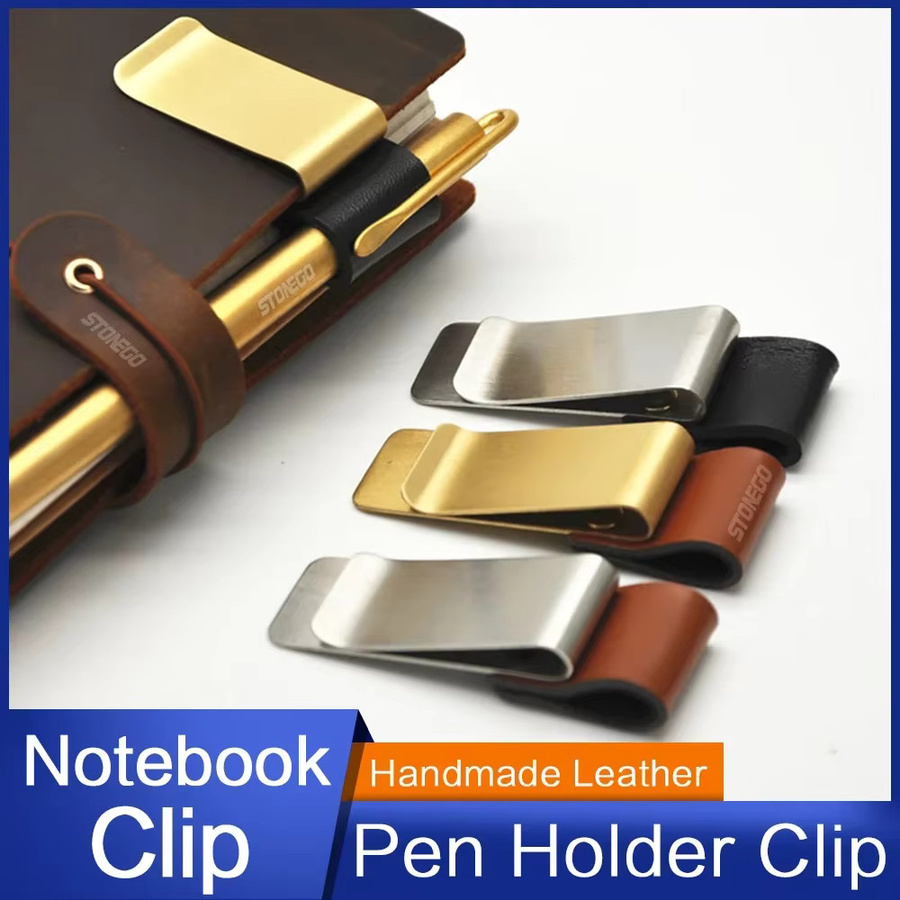 Retro Stifthalter aus Metall und Leder mit Edelstahl-Stiftclip für Reise-Notizbücher und Tagebücher - Bild 5