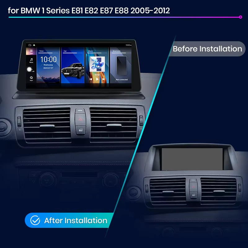 Junsun Drahtloses CarPlay und Android Auto Autoradio für BMW 1er E81 E82 E87 E88 (2005–2012) mit 4G WiFi und GPS in Schwarz - Bild 2