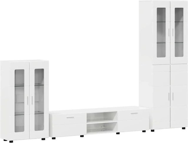 vidaXL TV-Schrankset in Hochglanz Weiß aus Holzwerkstoff im modernen Design - Bild 1