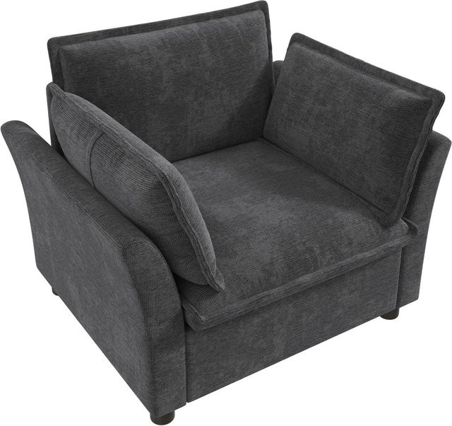 Merax Relaxsessel Chenille mit Armlehnen in Grau - Bild 1