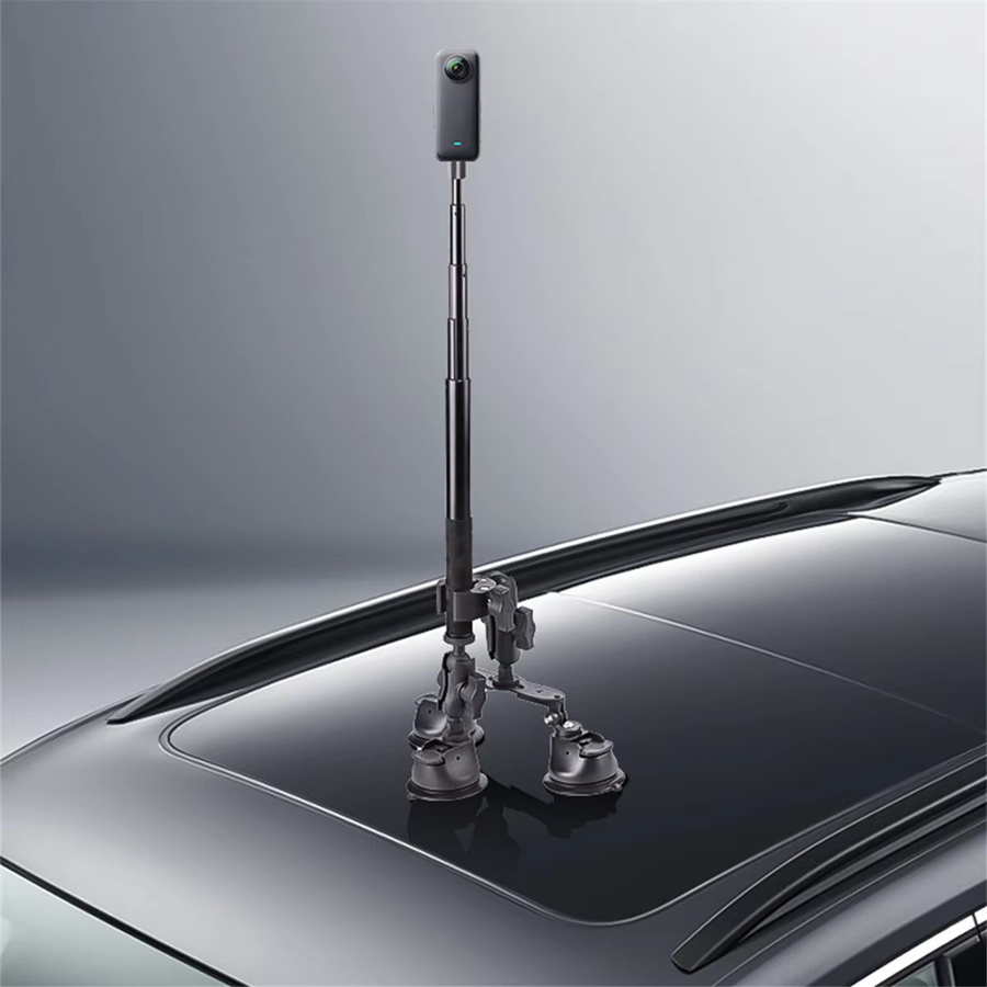 Insta360 Auto-Saugnapf-Montageset mit unsichtbarem Selfie-Stick-Kugelkopf-Adapter für Insta360 X4 und X3 Action-Kameras in Schwarz - Bild 2