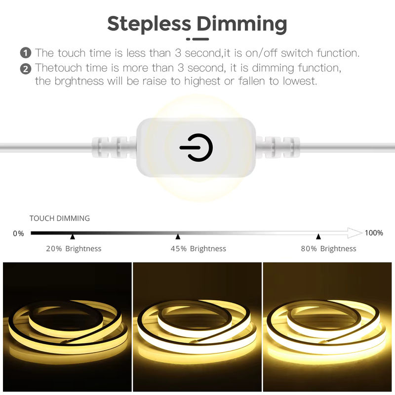 CHNAITEKE Dimmbarer COB-LED-Streifen in Natural White mit Touch-Sensor, USB-Betrieb, wasserdichtes lineares Licht für Küchenschränke und Möbel-Hintergrundbeleuchtung - Bild 3