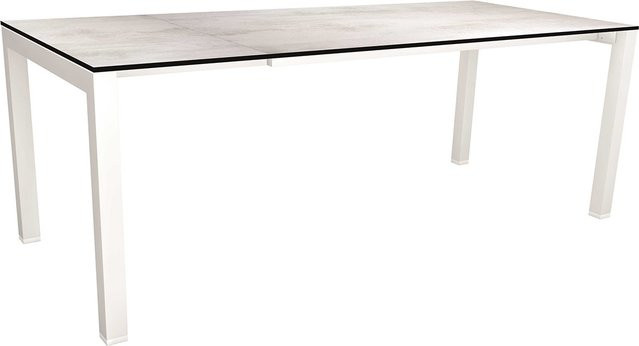 Stern Ausziehtisch Silverstar aus Aluminium in Weiß mit Tischplatte in Zement Hell, B/T: 160 x 90 cm, erweiterbar auf 210 x 90 cm - Bild 1