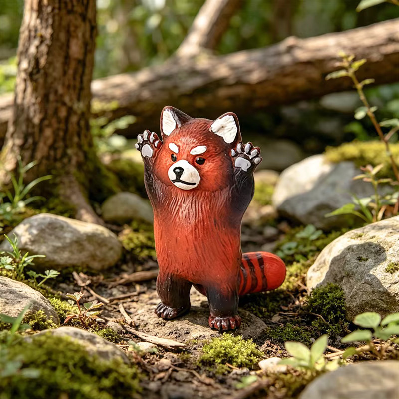 Oenux Roter-Panda-Modell, Niedliche Puppe, Tierfiguren, Kunststoff - Bild 1