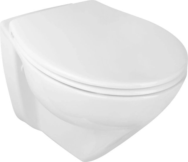 Calmwaters Wand-WC Modern Plus Set in Weiß mit spülrandlosem Design, Soft-Close WC-Sitz und Washdown-Funktion - Bild 1