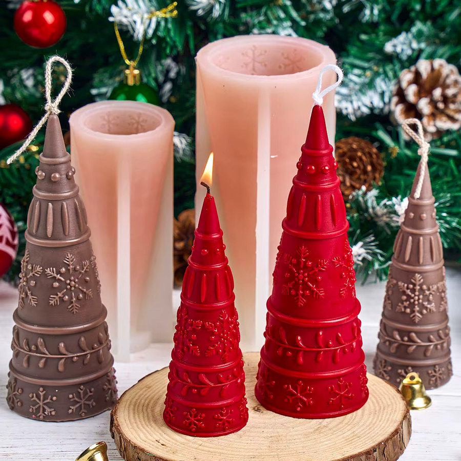 UDOCOOL Silikonform Weihnachtsbaum mit Schneeflocken-Relief für DIY Kerzen, Seife und Gipsarbeiten - Bild 4