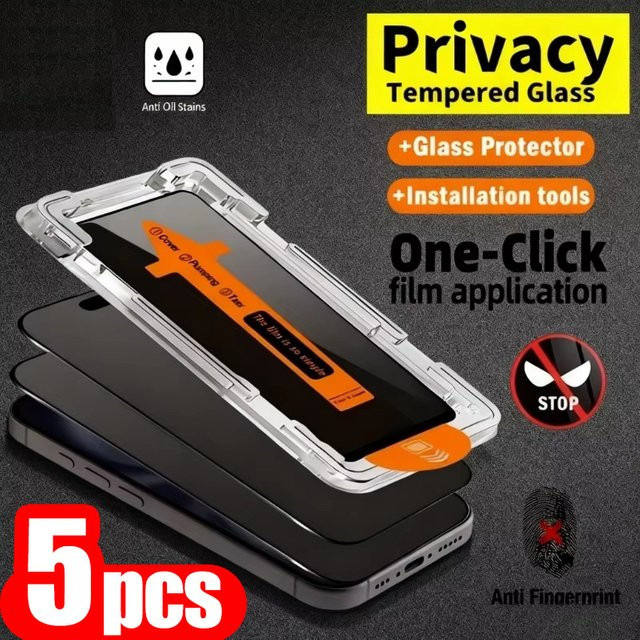 5er Set Bolomboy Privatsphäre Displayschutz aus gehärtetem Glas für iPhone 17 16 15 14 13 12 11 Pro Max Plus Mini XS XR 6 7 8 in Transparent - Bild 1