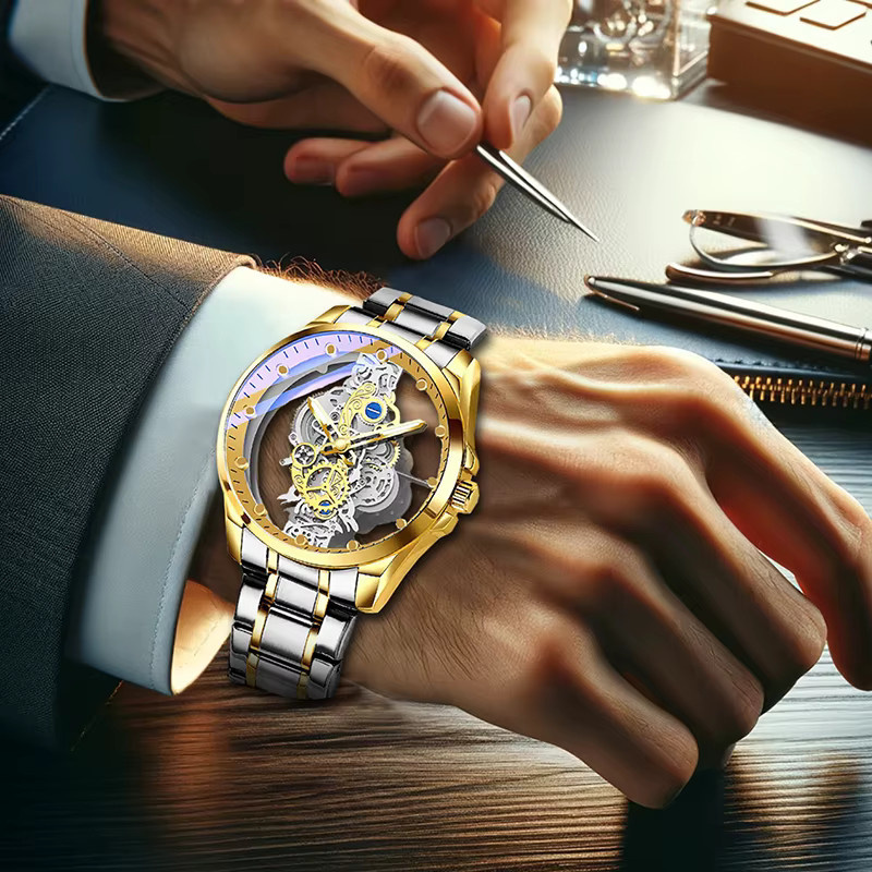 CAROTIF Armbanduhr Quarz, Edelstahl, Gold, Herren - Bild 5