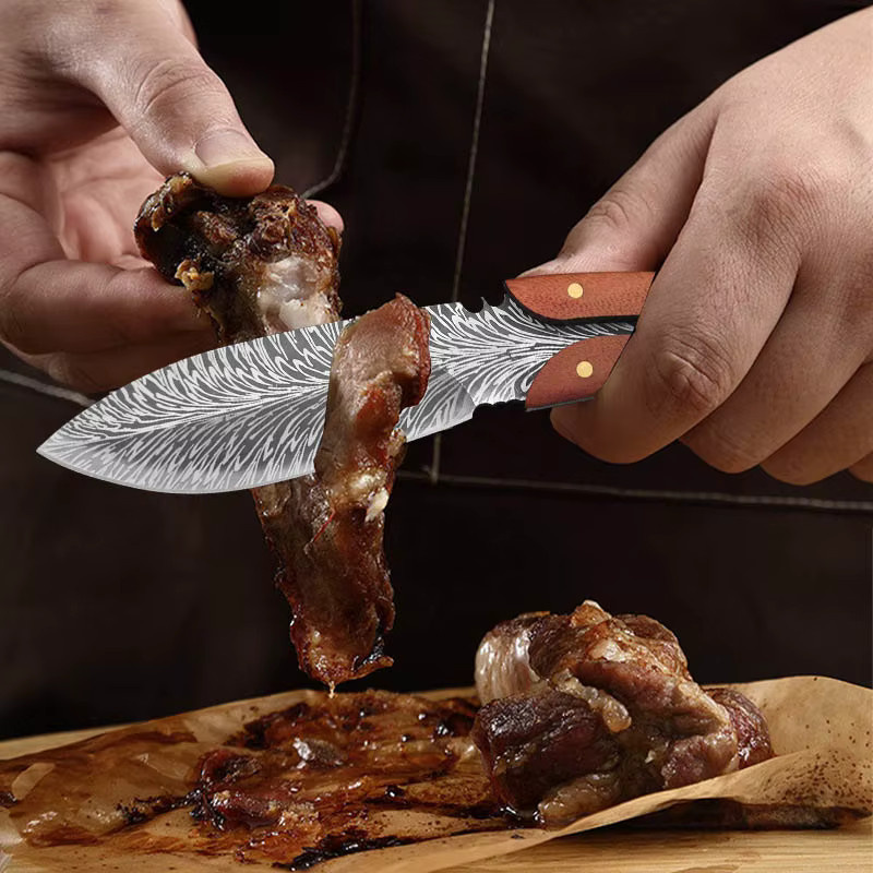 GuanQi Ausbeinmesser aus Edelstahl mit Holzgriff zum Filetieren von Fleisch und Fisch - Bild 3