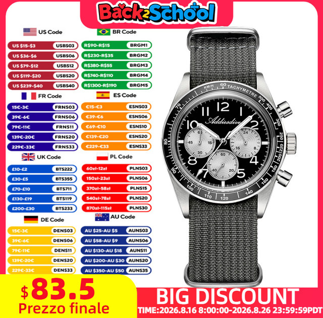 ADDIESDIVE Chronograph, Quarz, Keramik, 37 mm, Herren, Schwarz - Bild 1