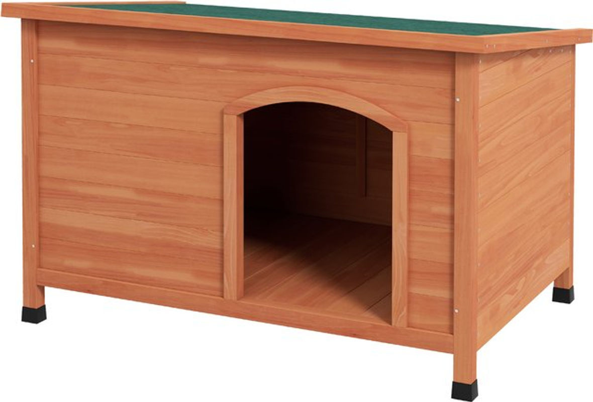 PawHut Hundehütte aus Fichtenholz in Orange mit wetterfestem, abnehmbarem Dach und erhöhtem Boden, B/H/L: 65,5 x 68 x 100 cm - Bild 6
