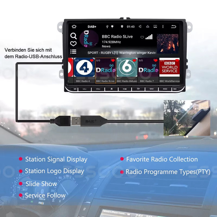 ESSGOO USB DAB+ Digitaler Tuner Adapter für Android Autoradio Hauptgeräte in Schwarz und Grün - Bild 5