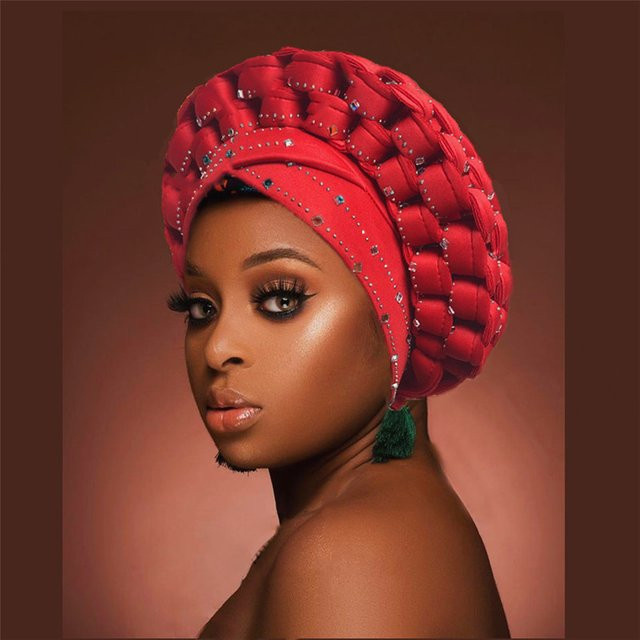 JJYANJIN Kopfschmuck Turban-Mütze, Glitzer-Diamanten, Damen - Bild 1