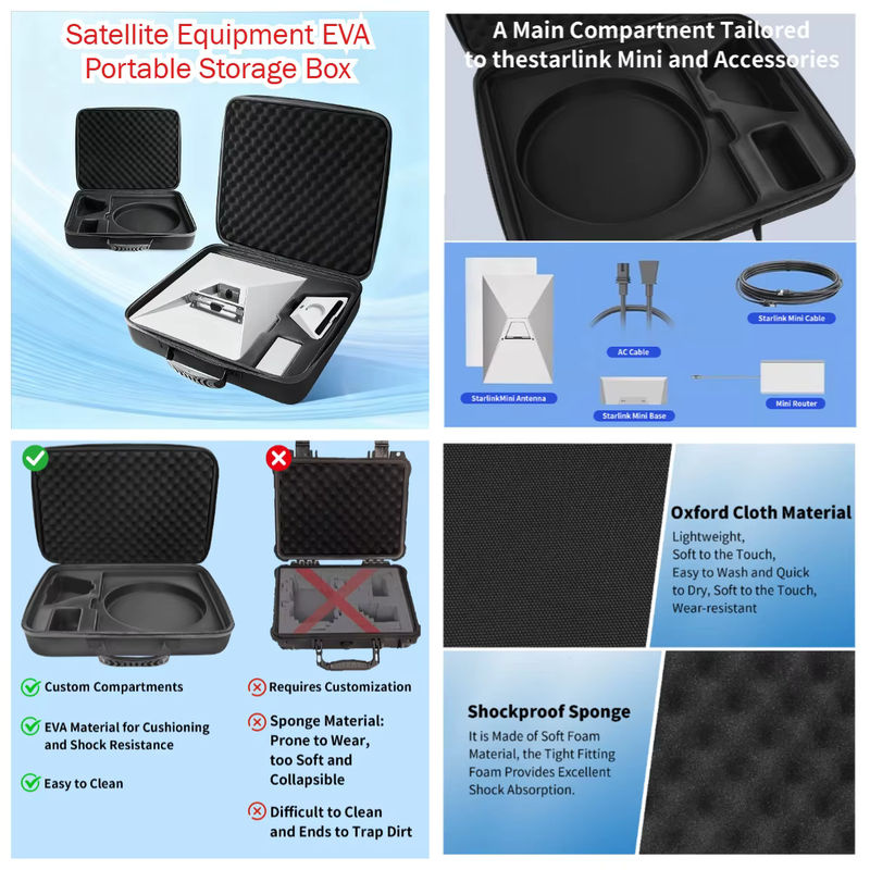 Starlink Mini Case Starlink Mini wasserdichte Hartschalen-Reisetasche mit Innenschaum für Zubehör in Schwarz - Bild 6