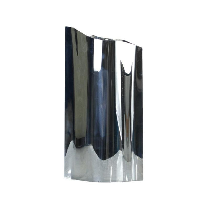 Moderne flache Blumenvase aus Edelstahl in Silber für dein Wohnzimmer und Desktop-Ornamente - Bild 2