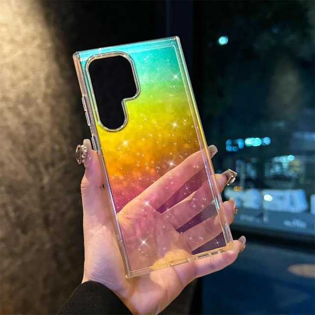 Glitzer Aurora Magnetische Acrylhülle mit Laser-Farbverlauf für Samsung Galaxy S23, Multicolour/Transparent - Bild 1