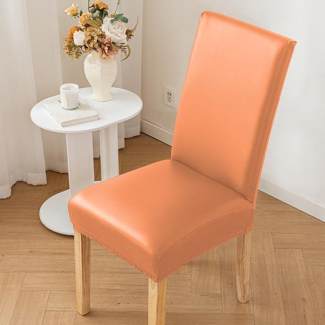 Yiran Furniture Esszimmerstuhlbezug aus Kunstleder, wasserabweisend und rutschfest, Farbe: Orange, Breite: 50-60 cm - Bild 1