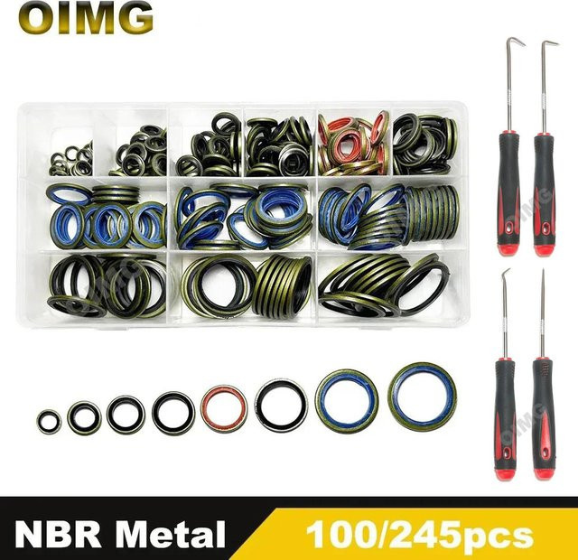 NBR Dichtungssatz mit metallgebundenen Dichtungsscheiben aus Stahl für hydraulische Ölbeständigkeit und Abflussstopfen - Bild 1