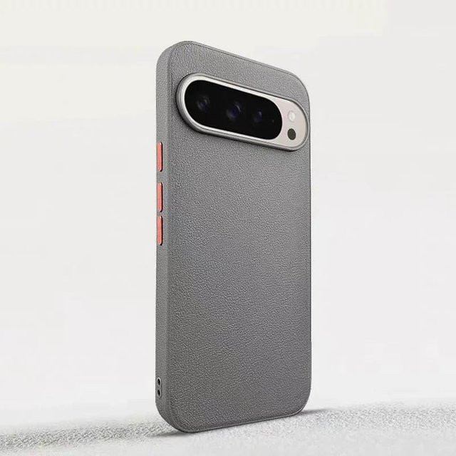 Premium Leder Vollschutzhülle für Google Pixel 9, Pixel 9 Pro, Pixel 9 Pro XL und Pixel 9A in Grau mit Kameraschutz und Tastenabdeckung - Bild 1