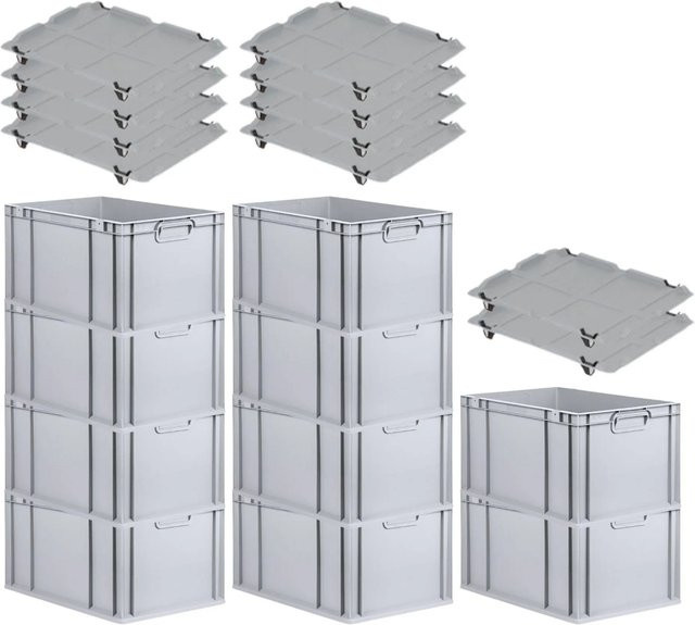 PROREGAL SparSet 10x Eurobox NextGen Grip mit Auflagedeckel in Grau, 65 Liter, H x B x T: 32 x 40 x 60 cm - Bild 1