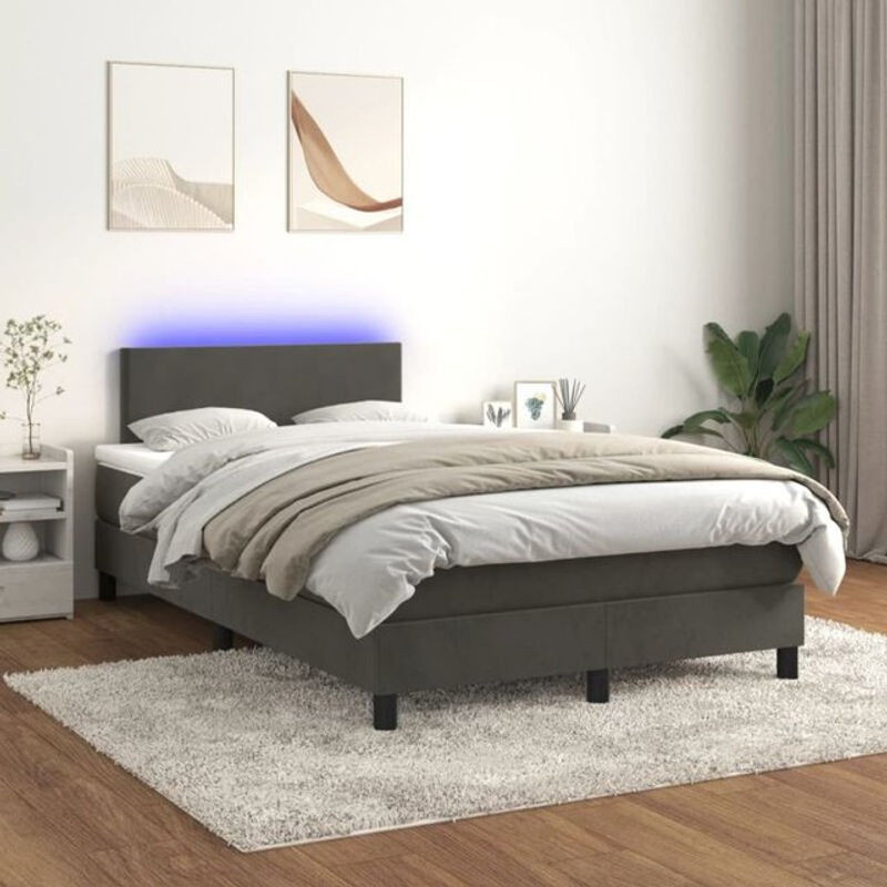 Vidaxl Boxspringbett mit Matratze aus Samt in Dunkelgrau B/T/H: 120 x 200 x 78 cm - Bild 1