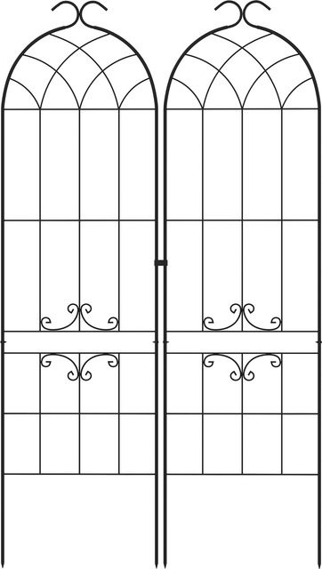 Outsunny 2er Set Garten-Rankhilfe aus Metall für Kletterpflanzen, Schwarz, B: 50 cm, H: 181 cm - Bild 1