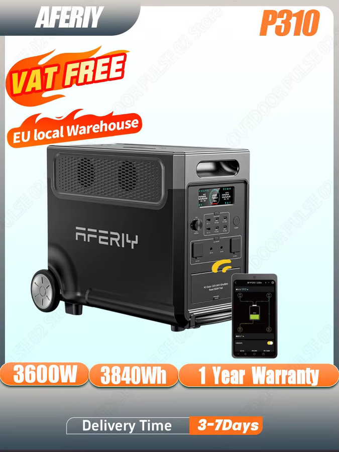 AFERIY AF-P310 Tragbare Powerstation 3600W Solargenerator mit 3840Wh LiFePO4-Akku in Schwarz für Zuhause und Outdoor-Camping - Bild 7