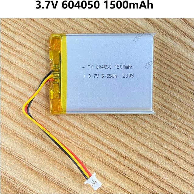 YTBNA Lithium-Polymer-Akku 3,7 V 1500 mAh mit Thermistor NTC, 3-polig, Farbe: Silber - Bild 1