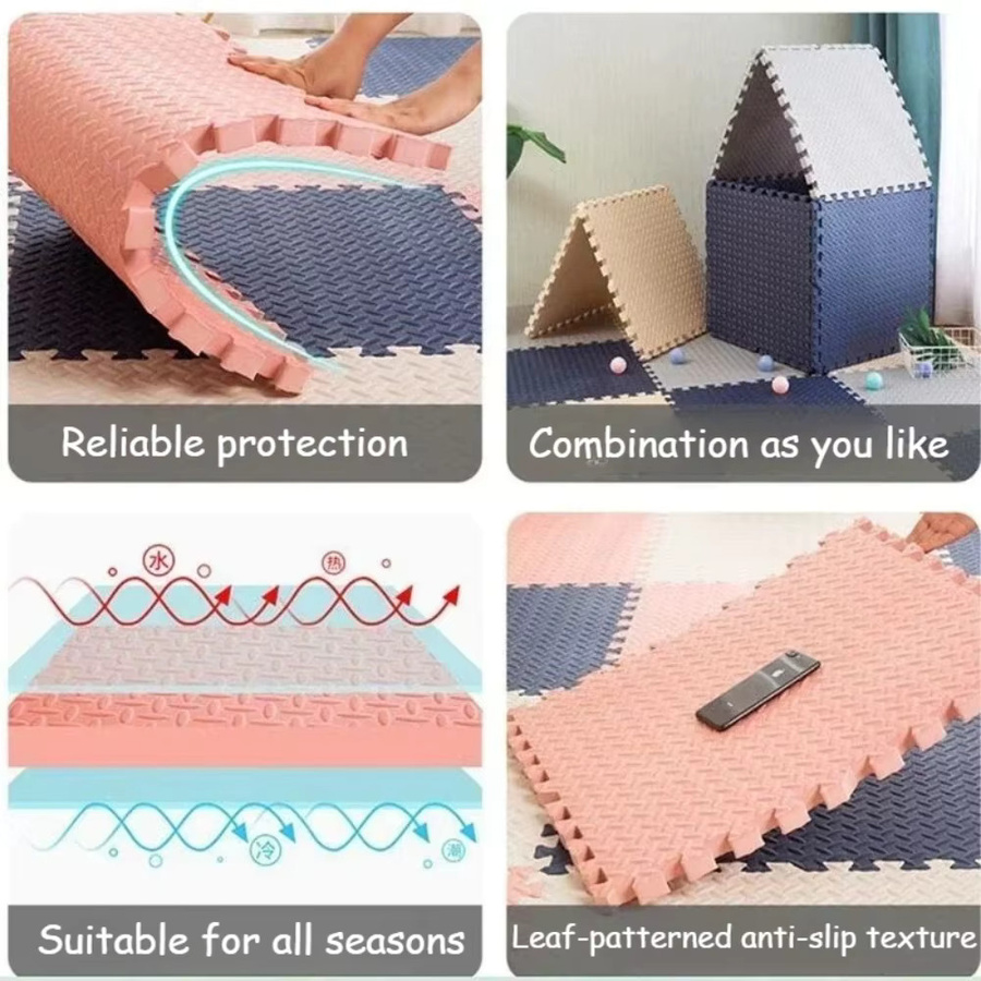 DHDH 16-teilige Baby-Aktivitätsmatte mit Blattmuster in Blau, rutschfest und stoßdämpfend, ineinandergreifende Bodenfliesen für Schlafzimmer und Wohnzimmer - Bild 3
