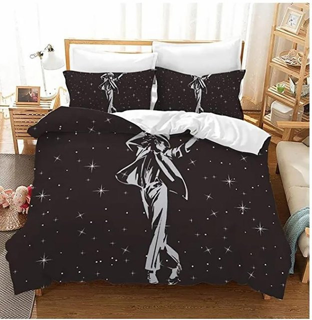 Bettwäsche-Set Michael Jackson von Your Warm Home mit 3-teiligem Design in Schwarz, bestehend aus Bettbezug und Kissenbezug, B/T/H: 140 x 200 cm - Bild 1