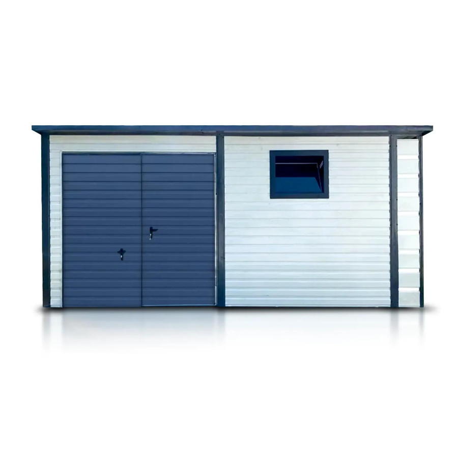 Liderstal Einzelgarage Premium aus Blech mit Pultdach und Schwingtor in Weiß, B: 540 cm, T: 250 cm, H: 233 cm - Bild 2