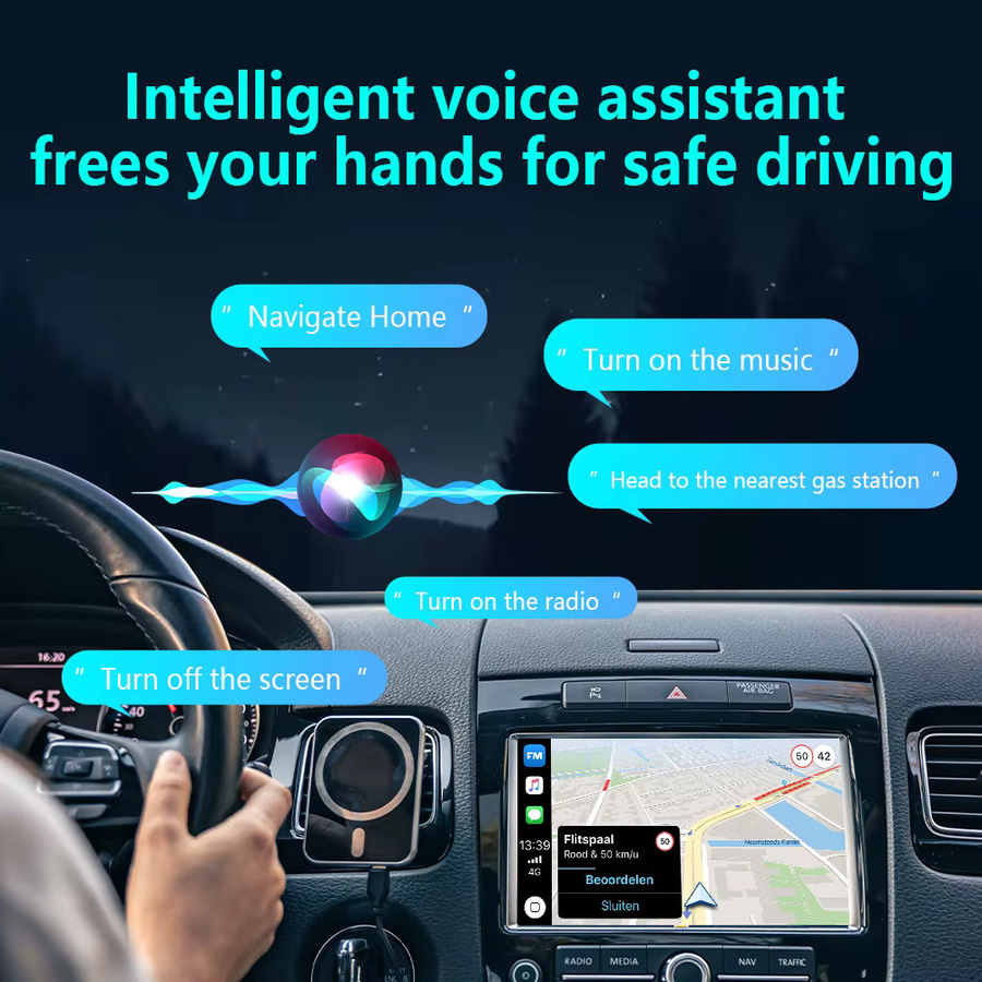 PLAYAIBOX 4-in-1 Wireless CarPlay und Android Auto Dongle Mini AI Box Bluetooth-Adapter für Volvo, Benz, MG, Kia, Chery und VW in Orange - Bild 3