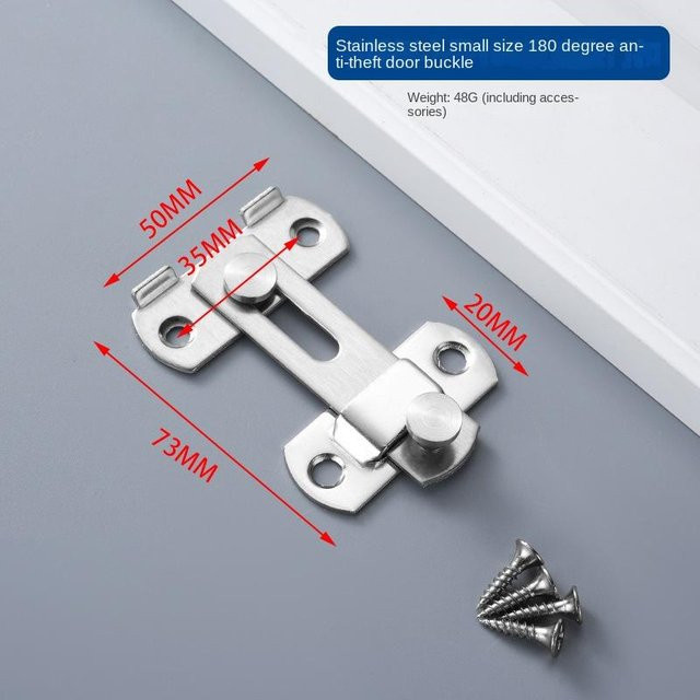 Yiran Furniture Edelstahl Diebstahlsicherung Türriegel in Silber für Schiebetüren und Haustierkäfige - Bild 1