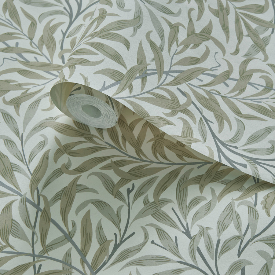 Clarke & Clarke Tapete Willow Boughs in Beige und Grün mit botanischem Floral-Design und Art Nouveau Stil - Bild 1