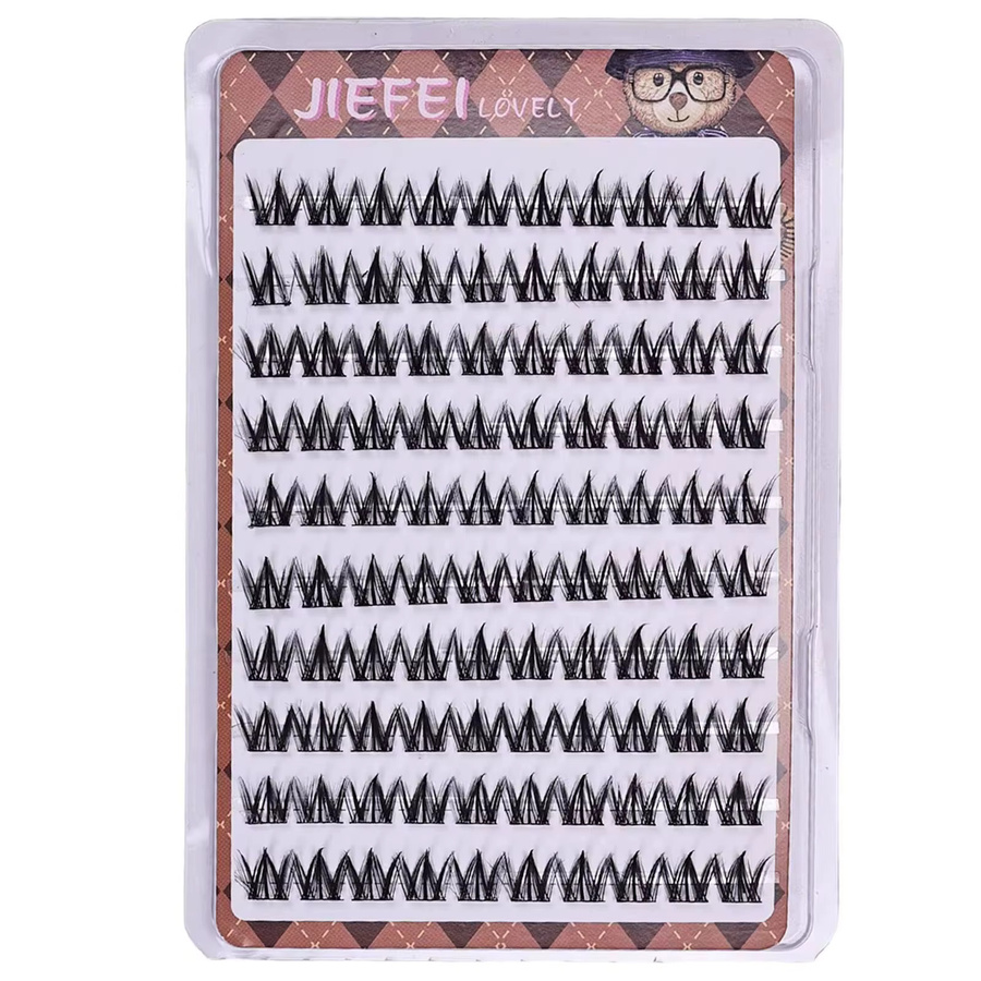JIEFUXIN Falsche Wimpern, W-Form, Black, Unisex - Bild 5