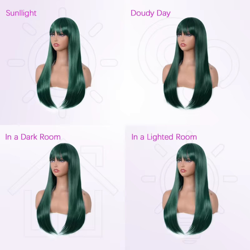 Suri Hair Perücke mit Pony, grün, lang, gerade, Damen - Bild 4