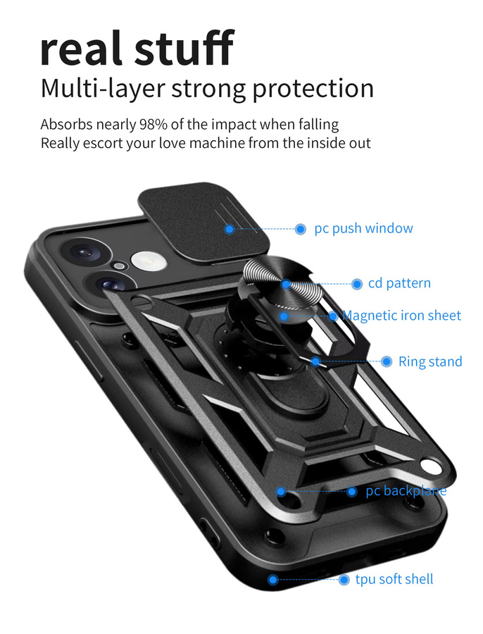 Stoßfeste iPhone 16 Schutzhülle mit Kameraschutz in Schwarz - Bild 5