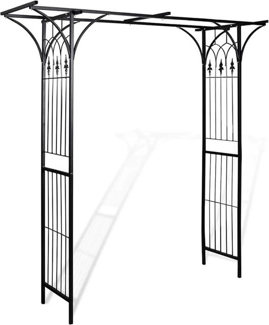 DELUKE Rosenbogen PARIS aus Metall in Schwarz als Rankhilfe und Torbogen für den Garten, Veranda oder die Terrasse, B/T/H: 200 x 52 x 204 cm - Bild 1
