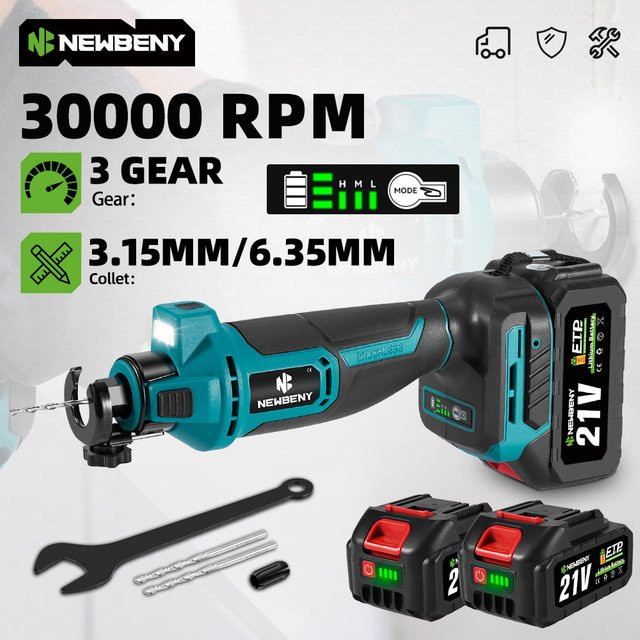NEWBENY 3-Gang bürstenloses elektrisches Trockenbau-Ausschnittwerkzeug und Drehsäge für Makita LXT 18–21 V Akku - Bild 1
