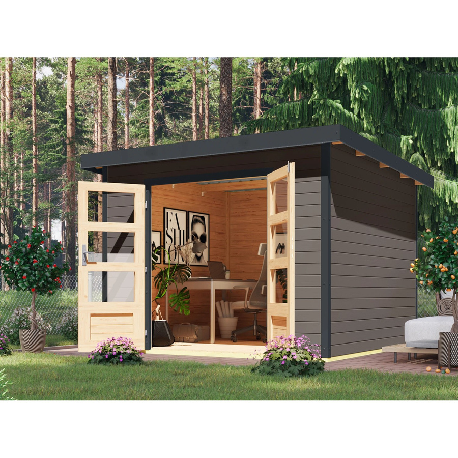Karibu Gartenhaus Domingo B in Anthrazit mit 7 m² Grundfläche aus Holz und Metall - Bild 2