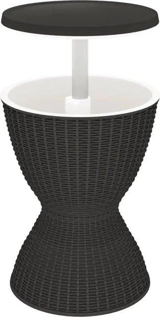 vidaXL 3-in-1 Tisch mit Eiskühler in Schwarz aus Polypropylen mit Rattan-Optik für Garten und Außenbereich B/T/H: 82 x 82 x 48 cm - Bild 1