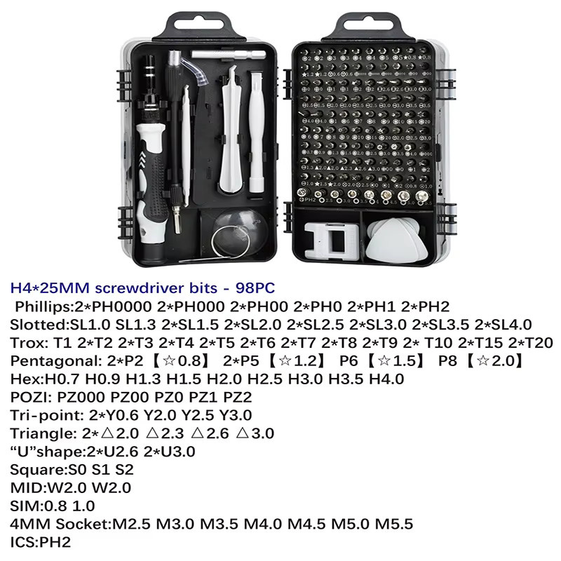 WEEKS 115-in-1 Präzisions-Magnetschraubendreher-Set mit 98 Bits in Schwarz und Lila für Computer- und Telefonreparaturen - Bild 4