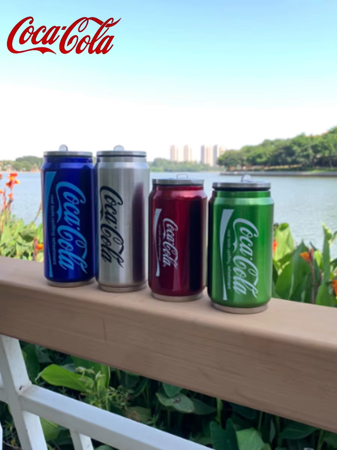 Coca-Cola Edelstahl-Strohhalmbecher in Rot mit Dosendesign - Bild 2