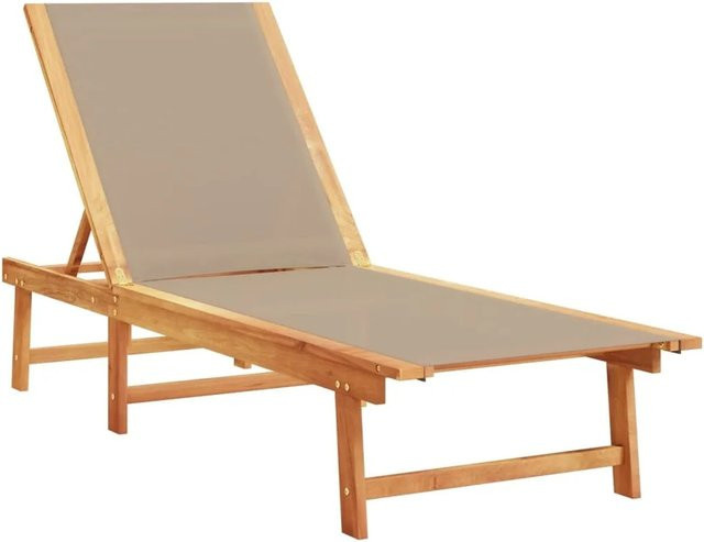 vidaXL Sonnenliege aus Akazienholz und Textilene in Beige mit verstellbarer Kopfstütze - Bild 1