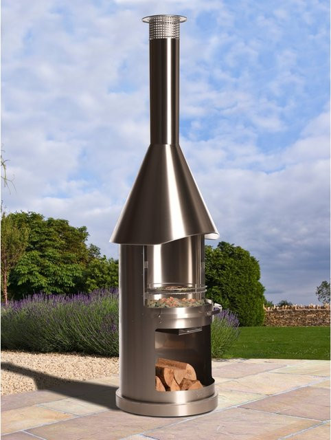 Buschbeck Sydney Gartengrillkamin aus Edelstahl in silberfarben B/H/T: 72 x 250 x 72 cm - Bild 1