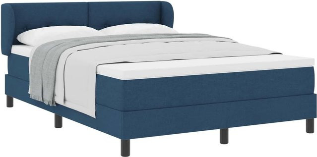 vidaXL Boxspringbett mit Matratze und Kopfteil in Blau, B/T/H: 160 x 200 x 163 cm - Bild 1