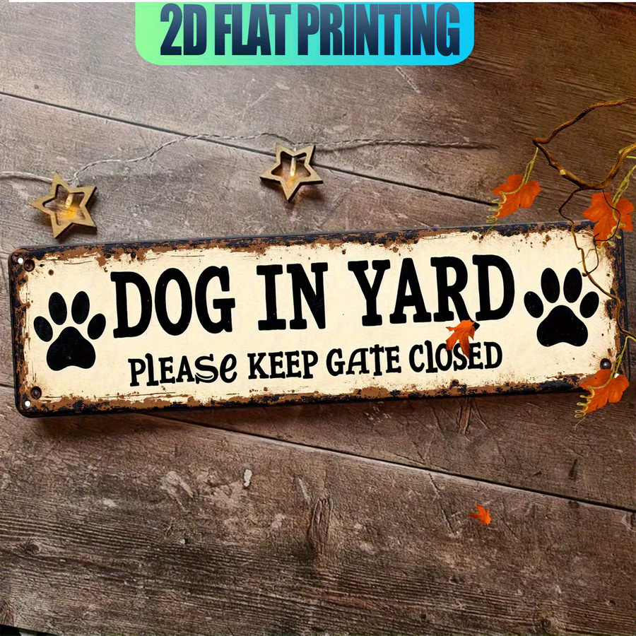 CIFBUY Pfotenabdruck-Dekoration Schild Hunde im Garten – Bitte halten Sie das Tor geschlossen, Metall, Weiß, B/H: 40,64 x 40,64 cm - Bild 3